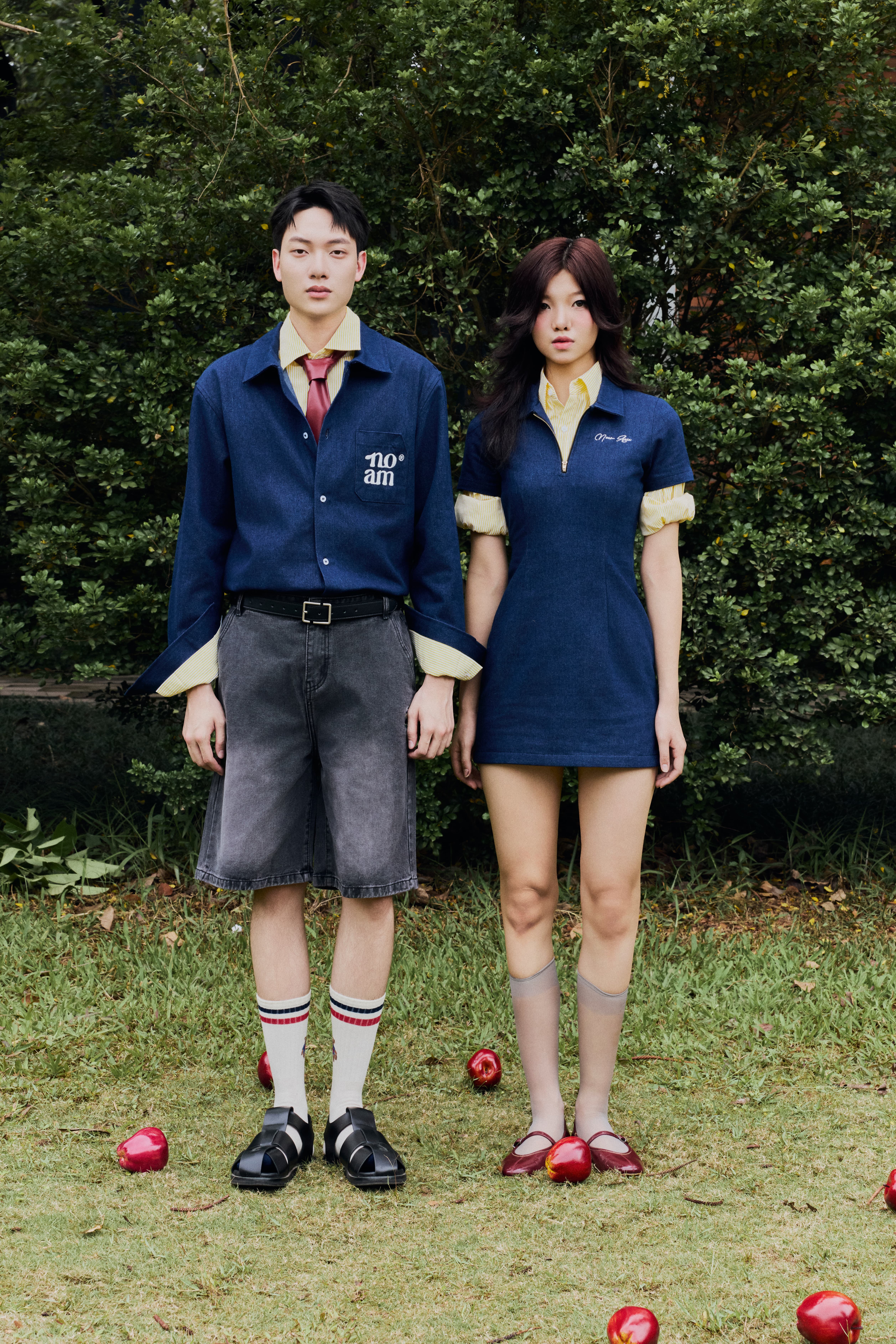 NOAM Embroidered Denim Shirt & GROVE Denim Polo Dress
