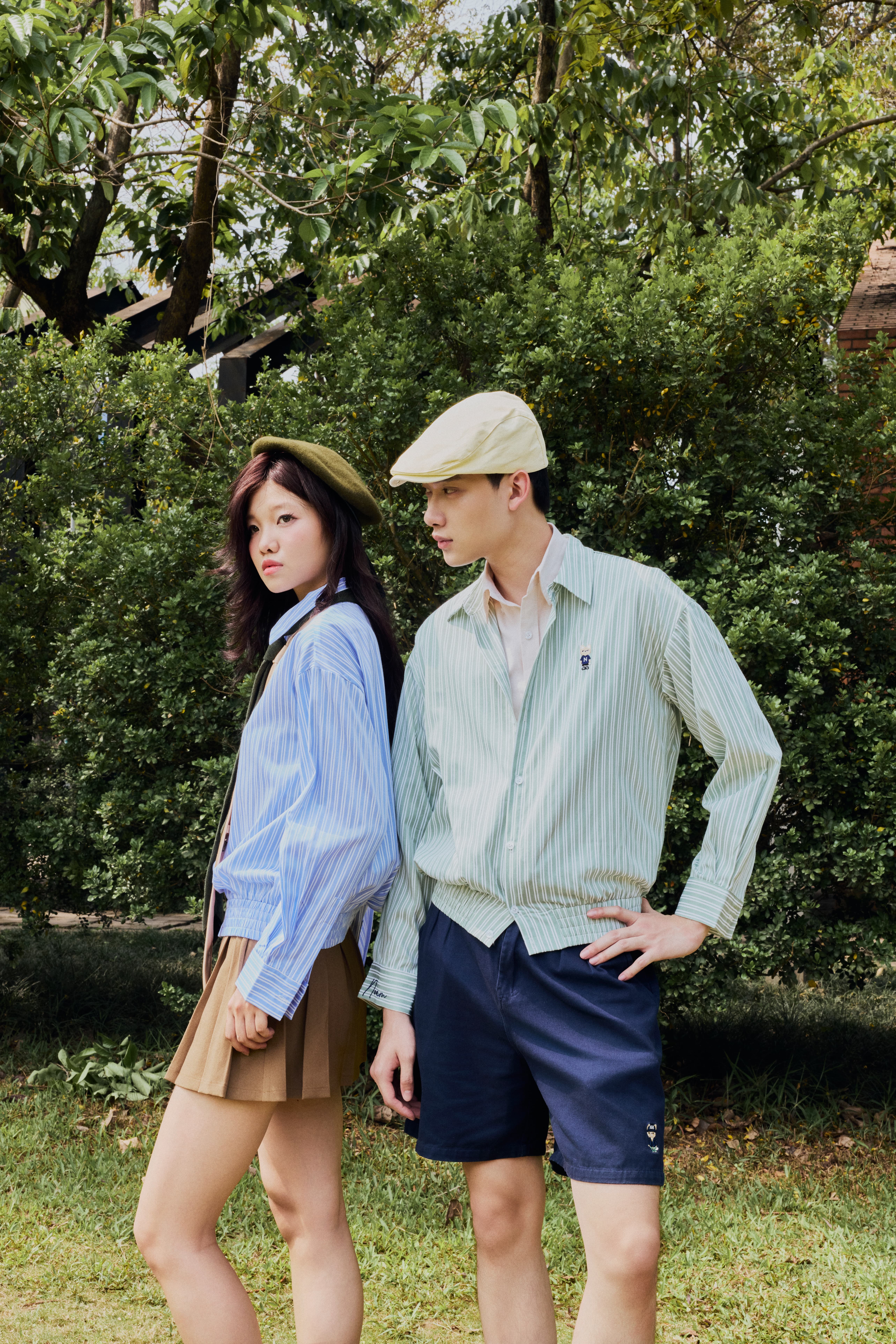 TEENY Pinstripe Pull Shirt & ORIGINAL FOX Unisex Kaki Short